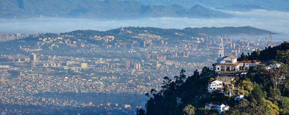Aerial view of the city of Bogotá.